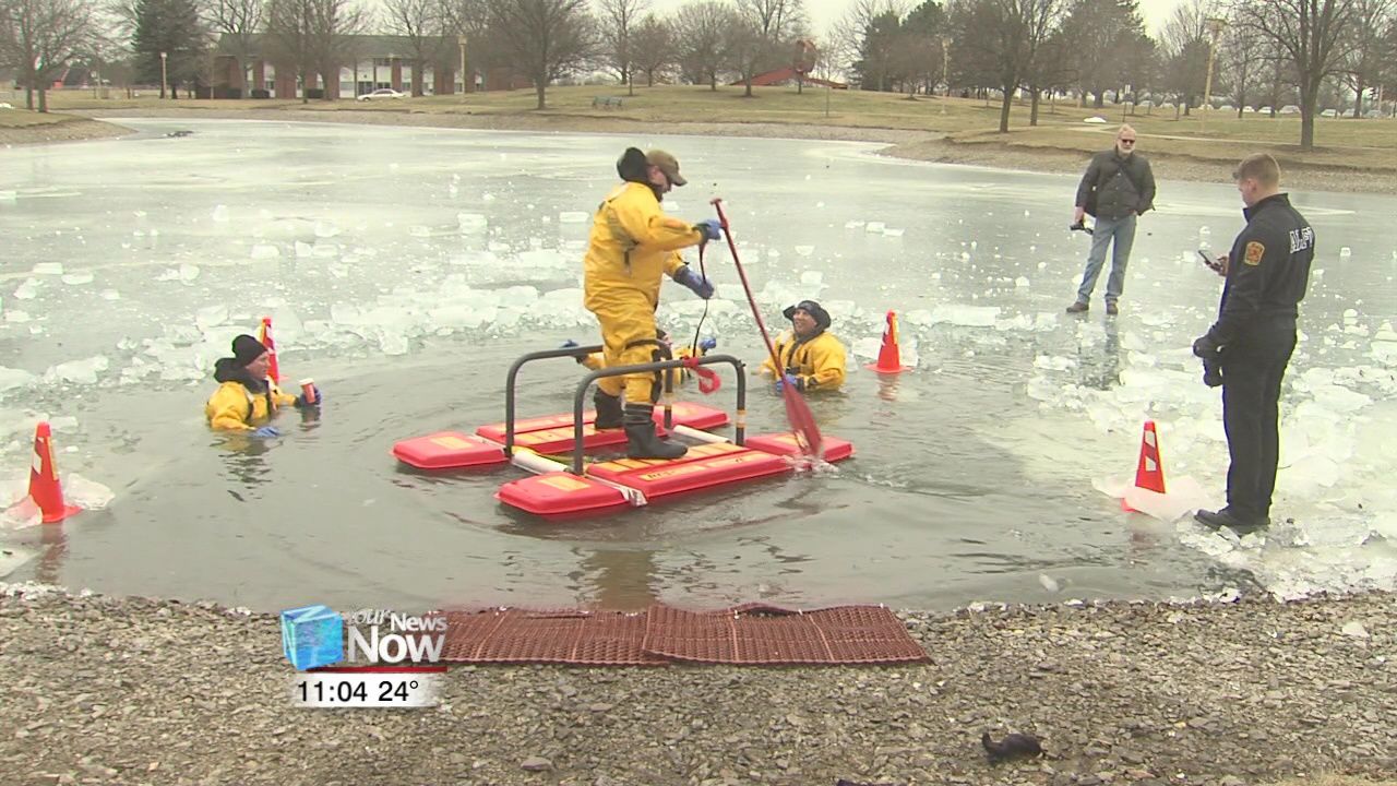 Ohio Northern fraternity takes the polar plunge, Ada-Liberty Twp. Fire uses as a training opportunity3.jpg